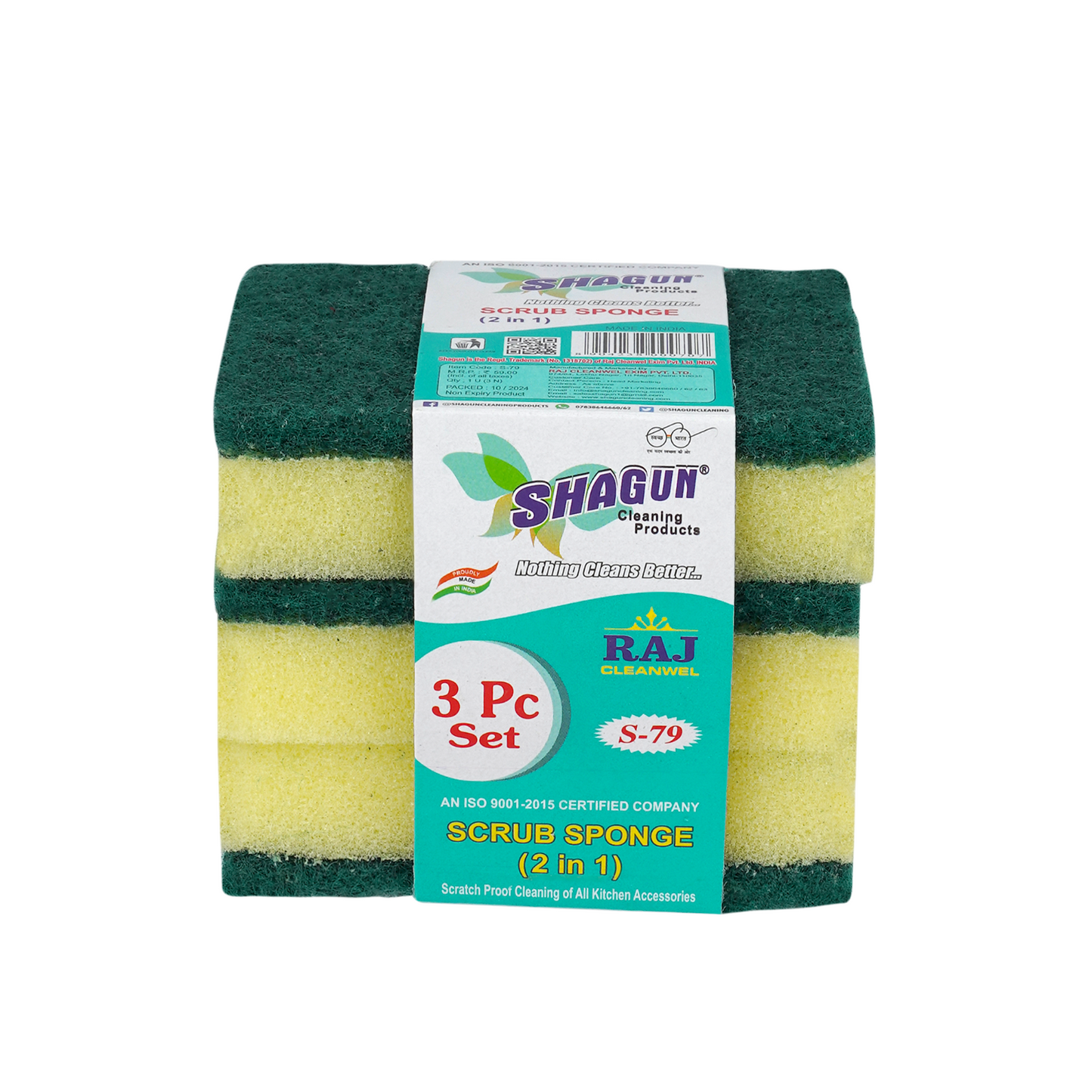 Shagun Scrub Sponge (2 in 1) – Heavy Duty Multi-Purpose Cleaning Pad (6 Pc Set)