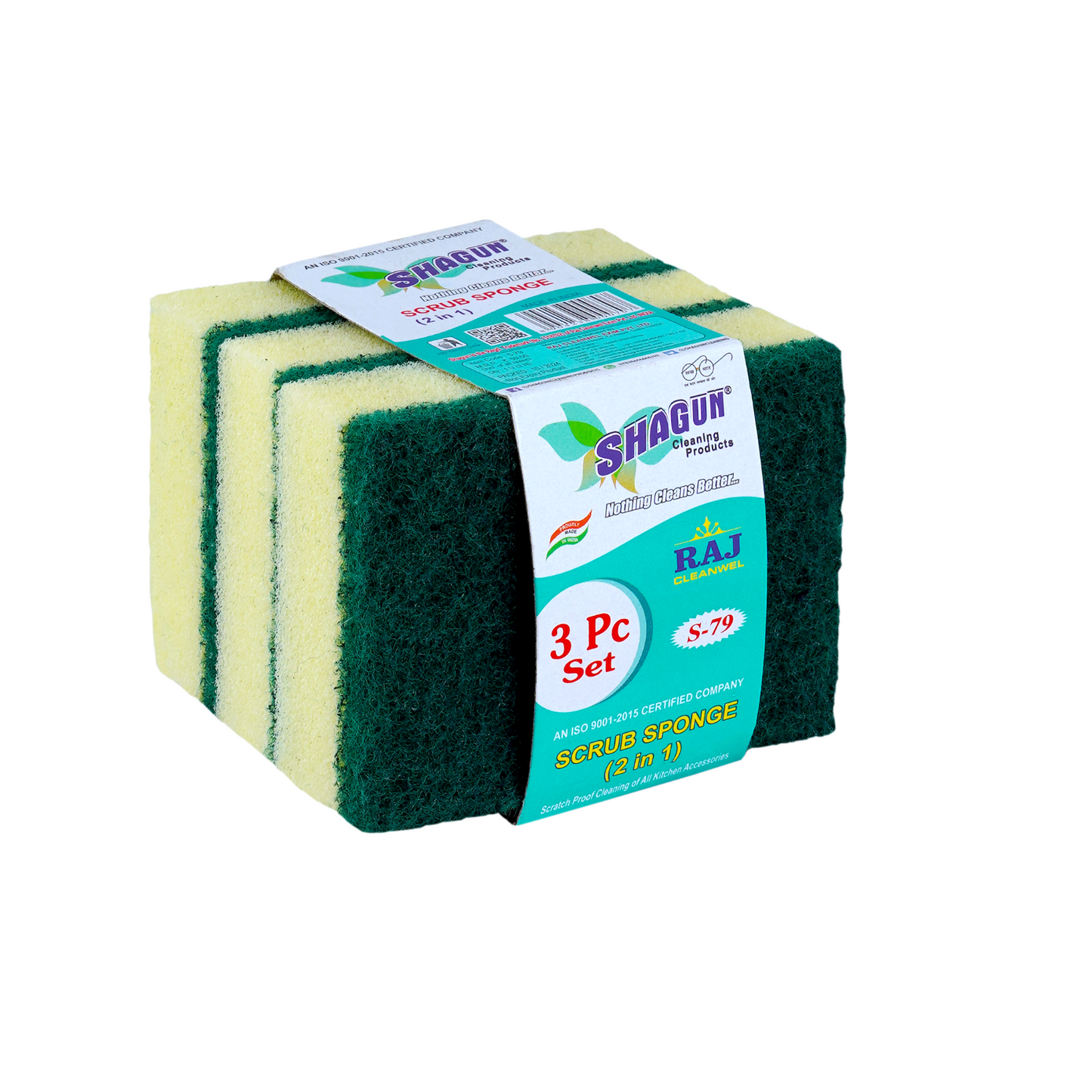 Shagun Scrub Sponge (2 in 1) – Heavy Duty Multi-Purpose Cleaning Pad (6 Pc Set)