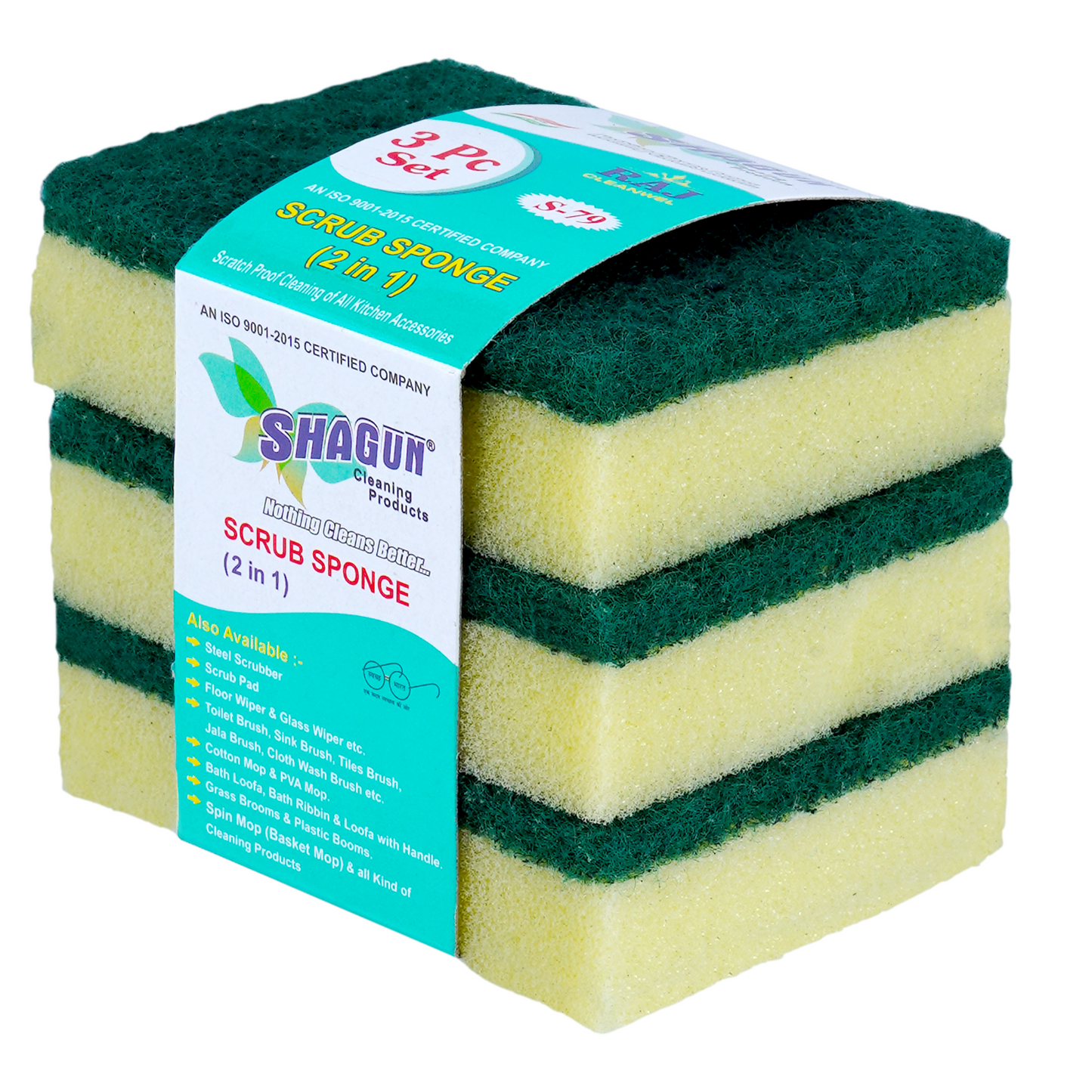 Shagun Scrub Sponge (2 in 1) – Heavy Duty Multi-Purpose Cleaning Pad (6 Pc Set)