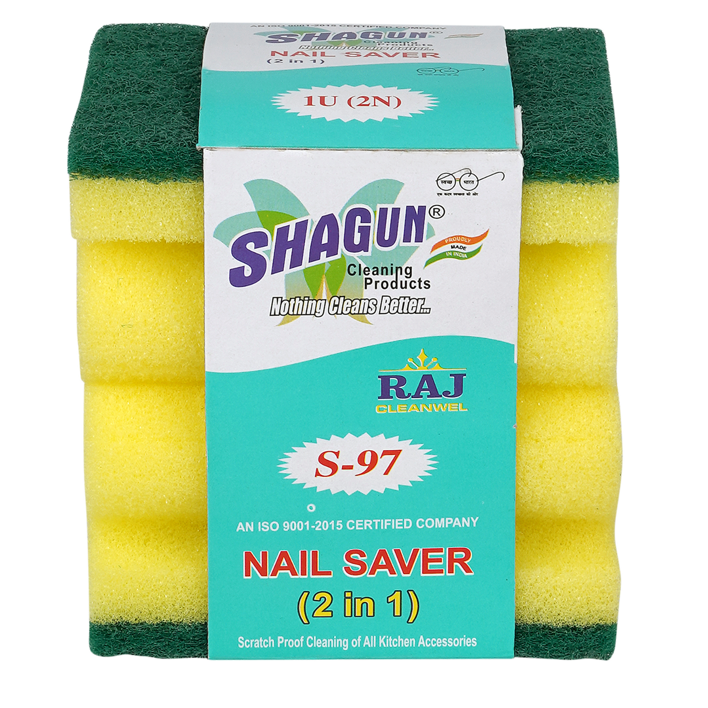Shagun Nail Saver Scrub Sponge (2 in 1) – Heavy Duty Multi-Purpose Cleaning Pad (2 Pc)