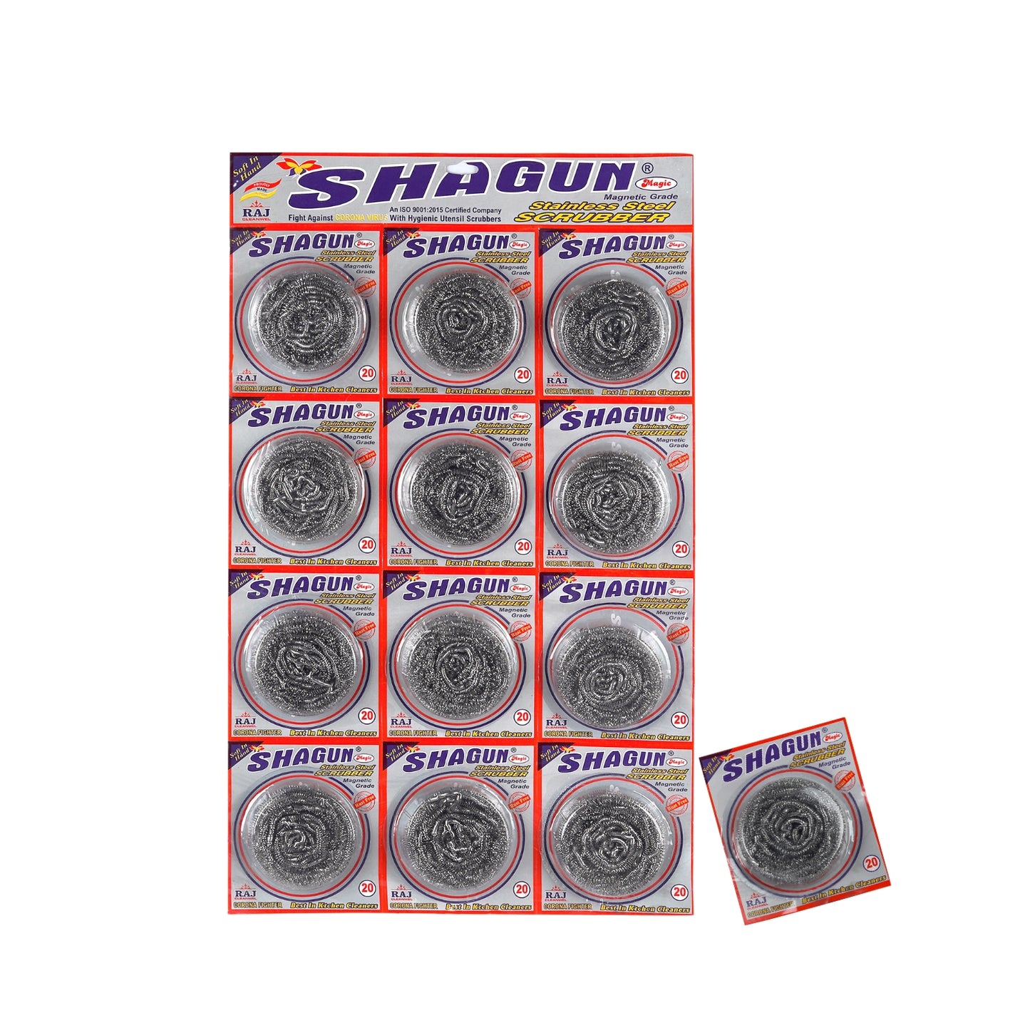 Shagun Stainless Steel Scrubber Pack Heavy Duty Kitchen Utensil Cleaner (12 Pieces)