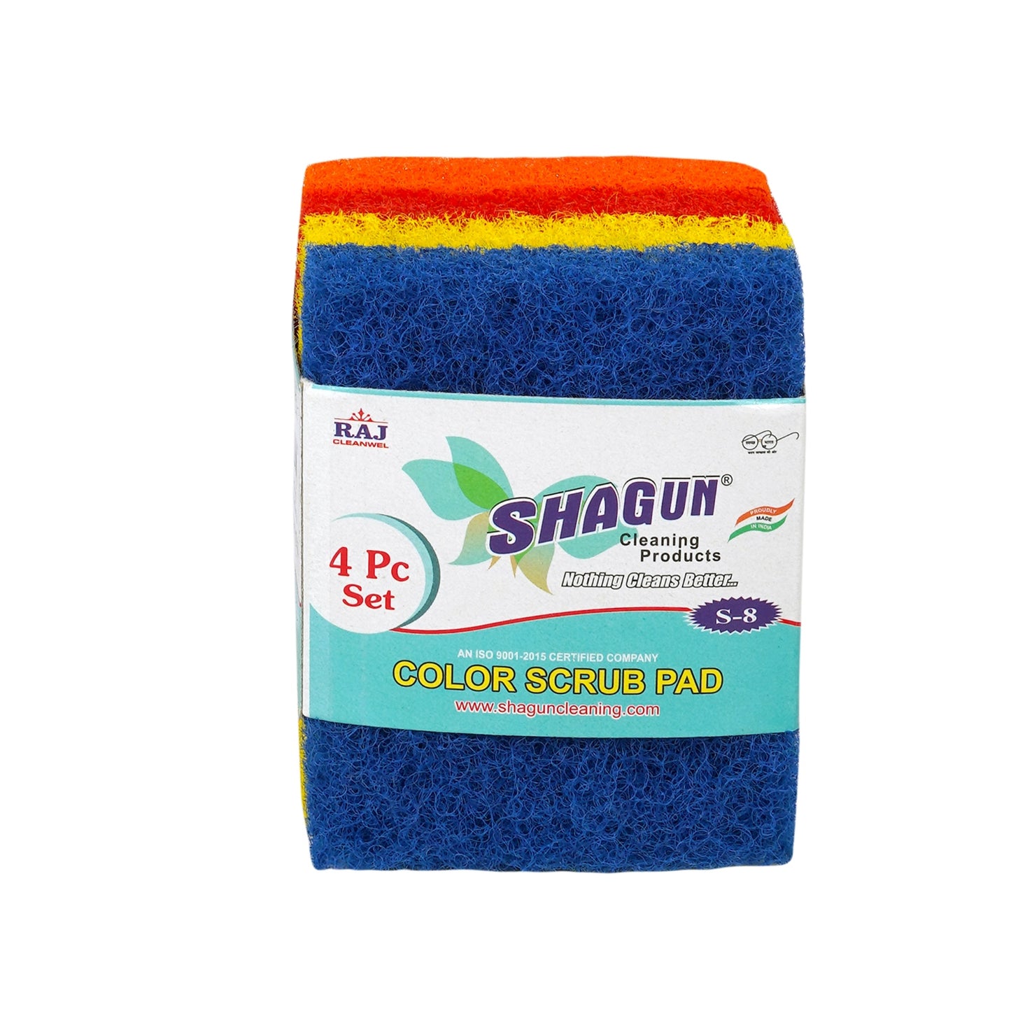 Shagun Color Scrub Pads - 8 Piece Set for Kitchen, Pots, Pans & Household Cleaning (S-8)