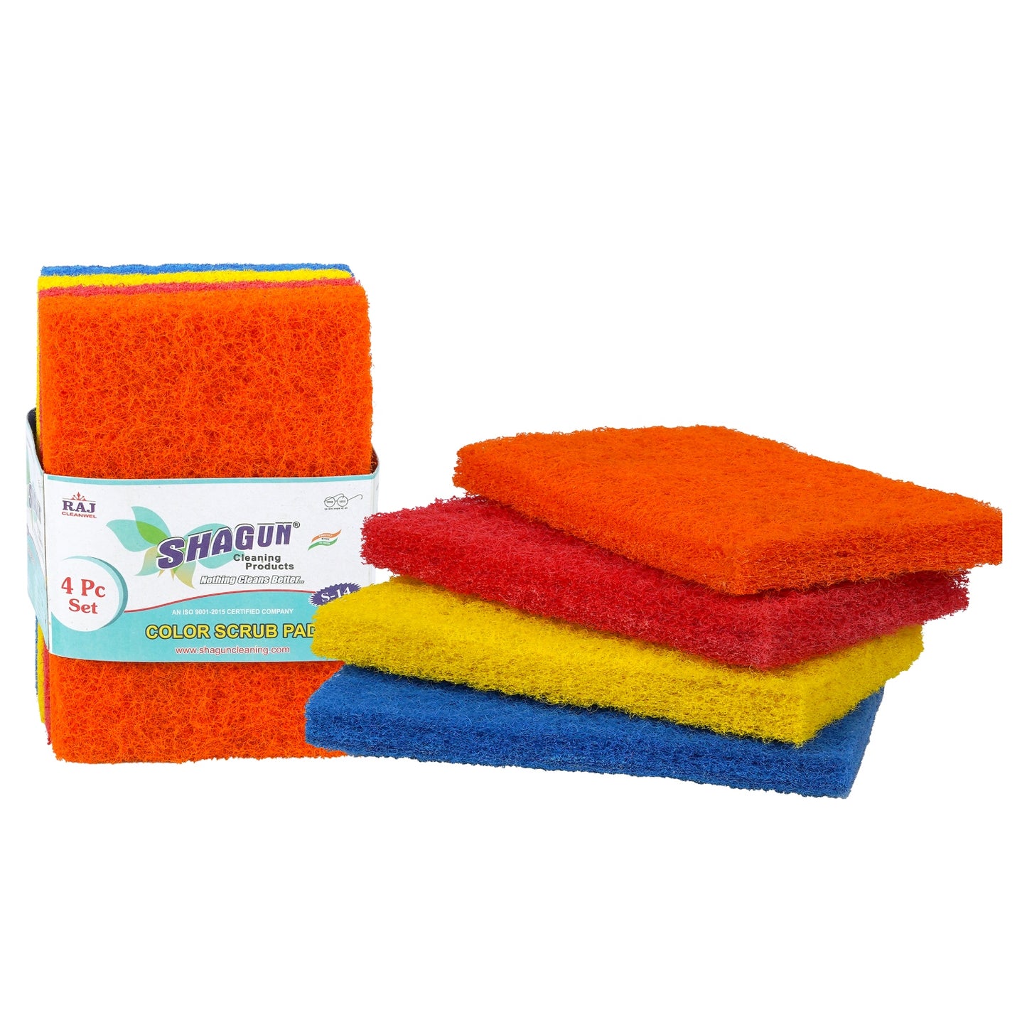 Shagun Color Scrub Pads - 8 Piece Set for Kitchen, Pots, Pans & Household Cleaning (S-14)