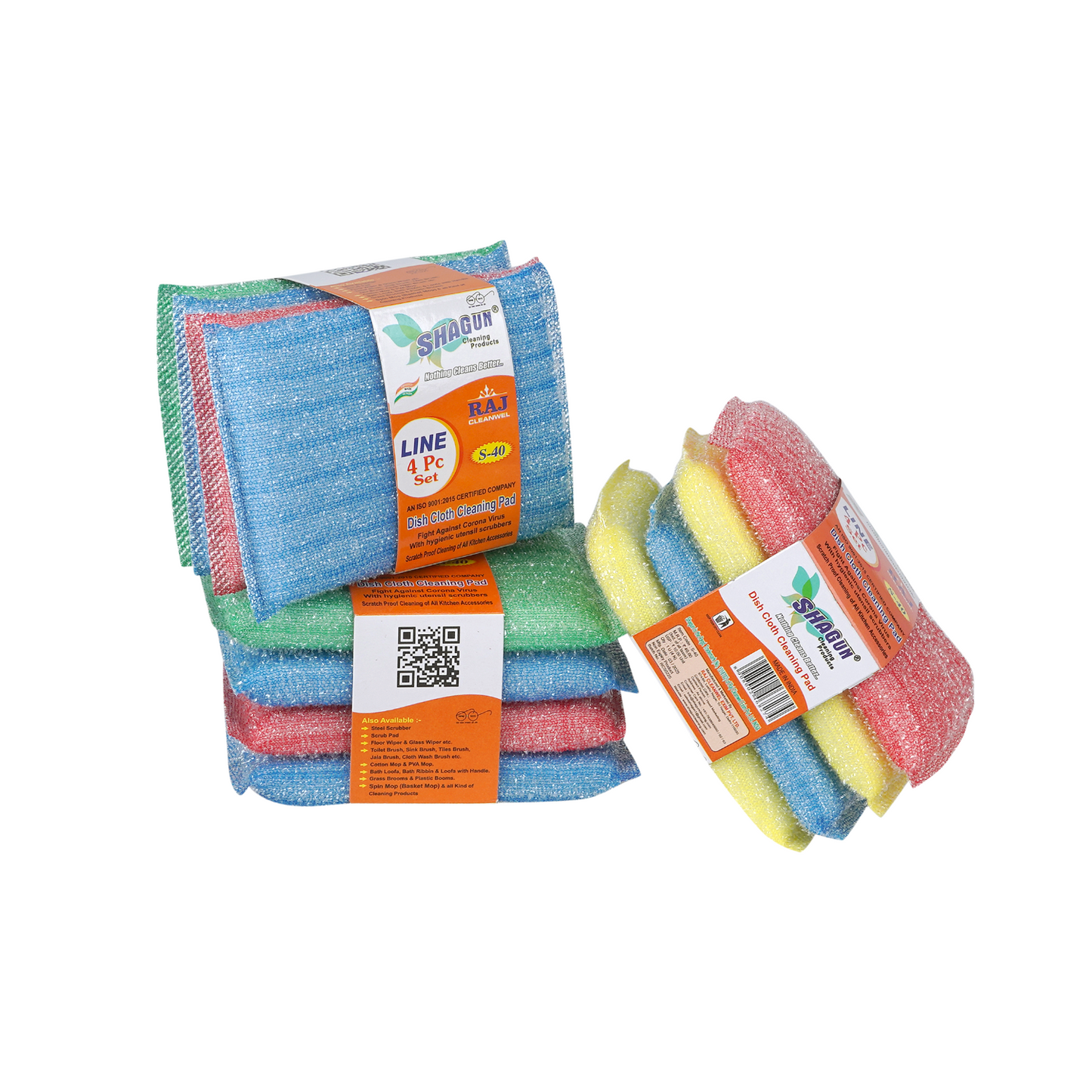 Shagun Cleaning Dish Cloth Scrub Pad (3 Pc Set) – Multi-Color Kitchen Cleaning Scrubber for Utensils, Plates & Pans
