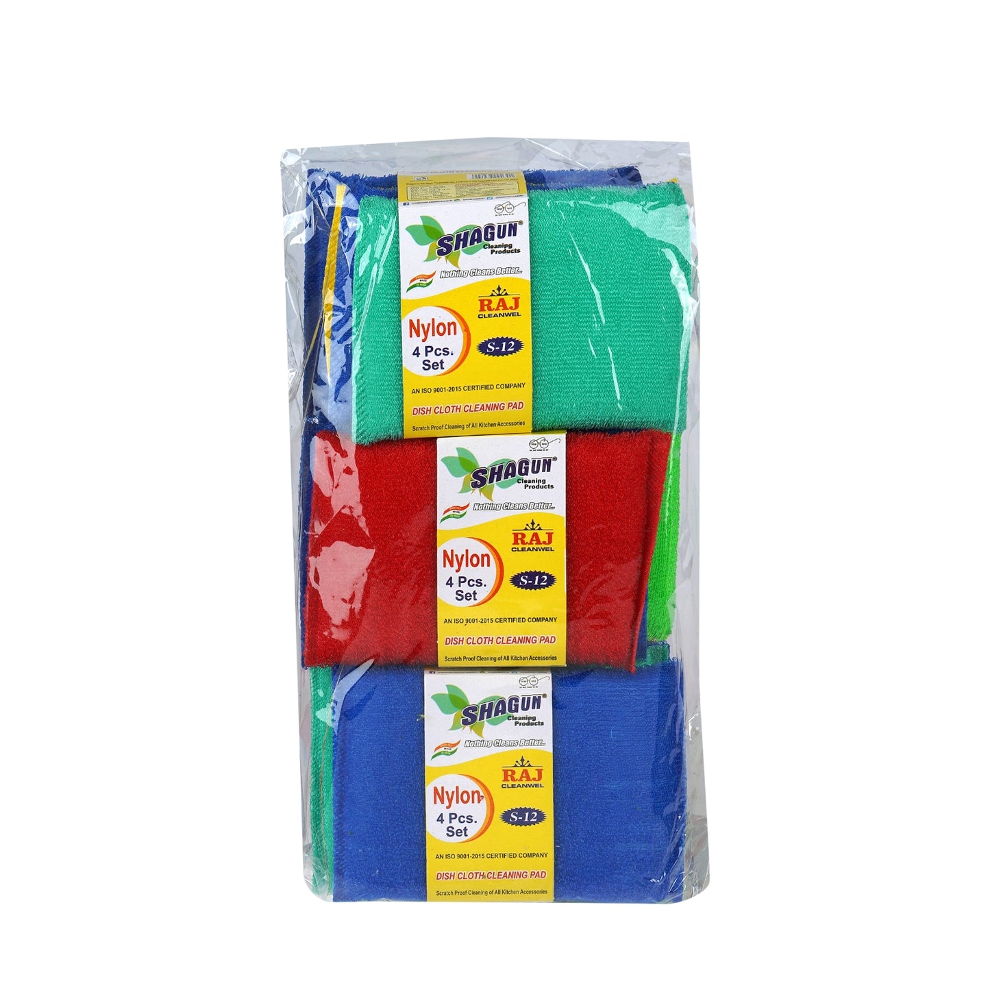 Shagun Nylon Dish Cloth Cleaning Pad – 4 Pc Multi-Color Kitchen Scrubber Set for Utensils, Non-Stick Cookware & Dishwashing