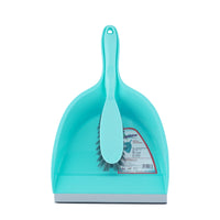 SHAGUN Dustpan and Brush Set, Heavy-Duty Plastic, Turquoise Blue, for Home and Office Cleaning