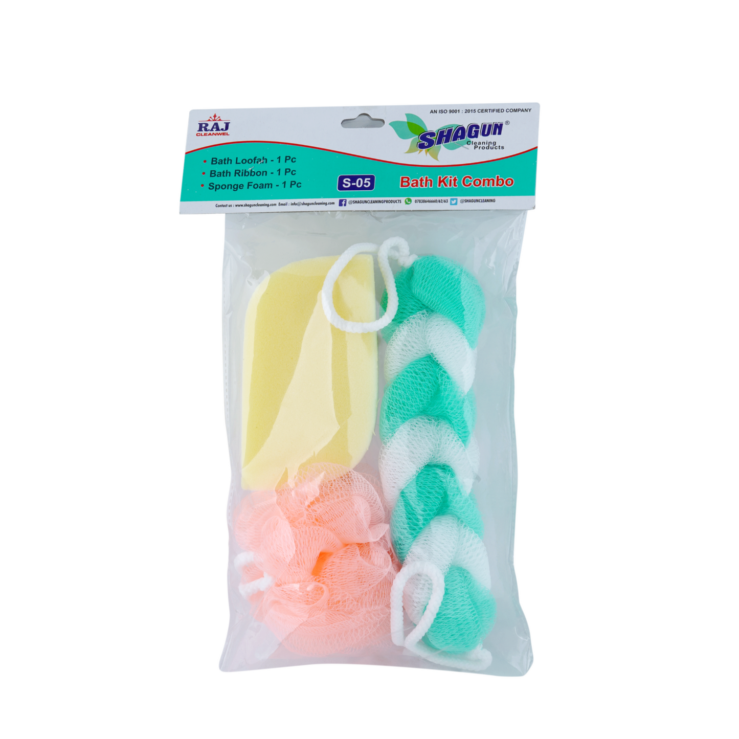 SHAGUN Multipurpose Bath Sponge and Loofah Set, Body Cleansing Kit, 3 Pieces