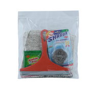 SHAGUN Kitchen Cleaning Set, Steel Scrubber with Wiper, Scrub Pad and Jute Scrubber, Multi-Purpose Cleaning Combo