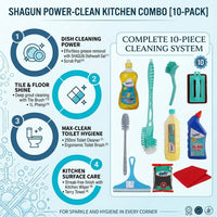 SHAGUN 12-in-1 Complete Home Cleaning Kit with Basket Mop, Toilet Brush, Bottle Brush, Tile Brush, Kitchen Wiper, Scrub Pad, Multi-Purpose Household Set