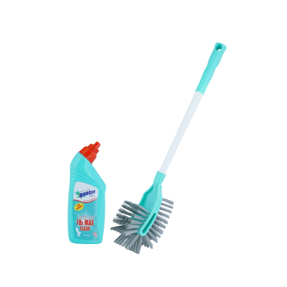 Shagun Toilet Cleaning Combo Toilet Cleaner Liquid + Long Handle Toilet Brush for Deep & Hygienic Cleaning