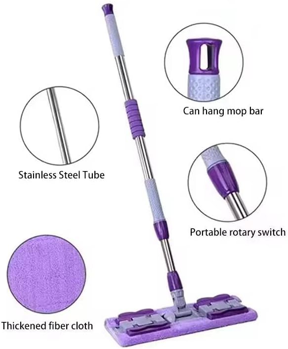 SHAGUN 360° Clip Champ Mop with Microfiber Cloth | Wet & Dry Use | Stainless Steel Handle | Rotating Head for Tiles, Marble & Wooden Floors