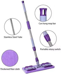SHAGUN 360° Clip Champ Mop with Microfiber Cloth | Wet & Dry Use | Stainless Steel Handle | Rotating Head for Tiles, Marble & Wooden Floors