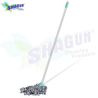 SHAGUN Cotton String Mop with PVC Handle, High Absorbency, Black and Grey