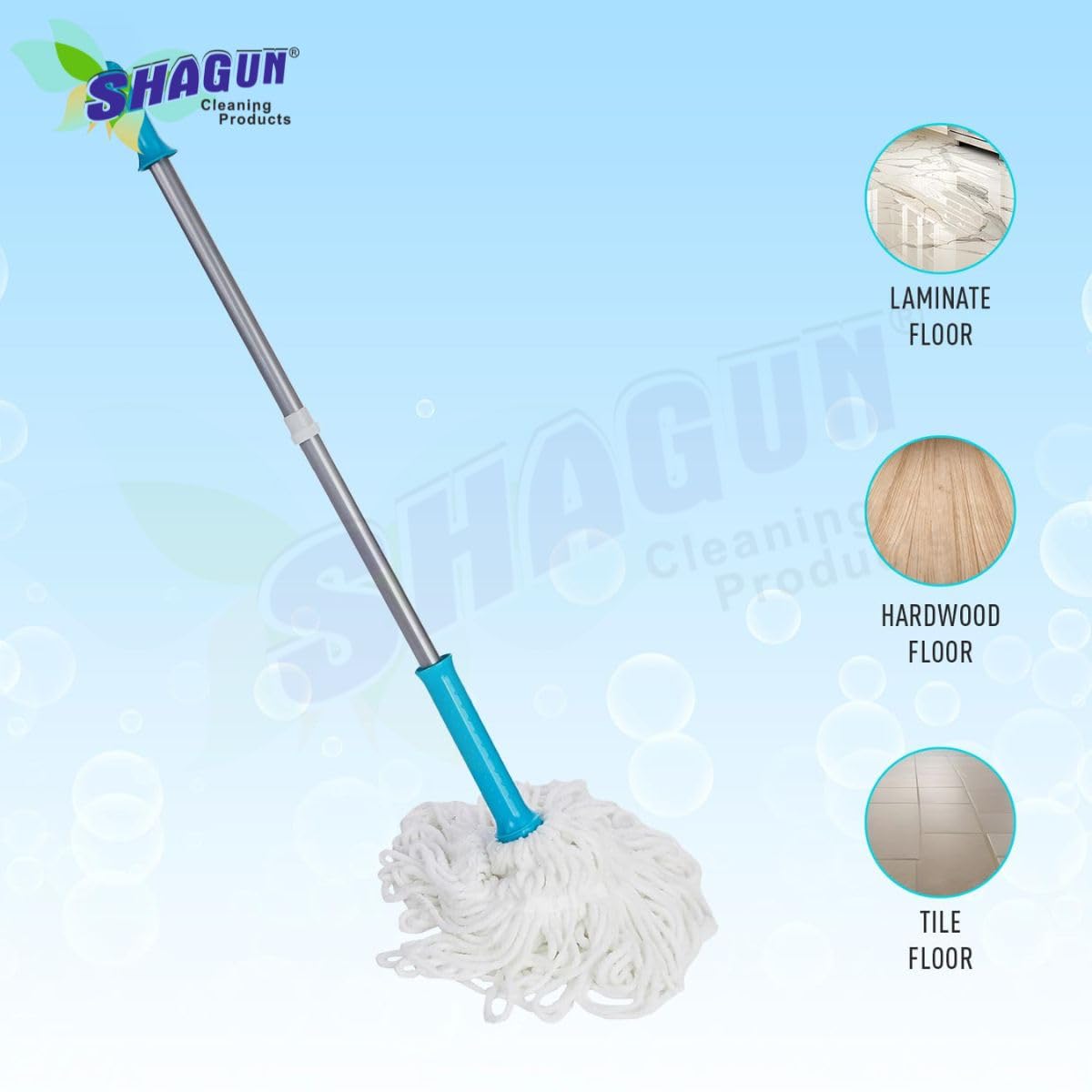 SHAGUN 360° Spin Mop with Telescopic Handle – High-Absorbency Cleaning Mop