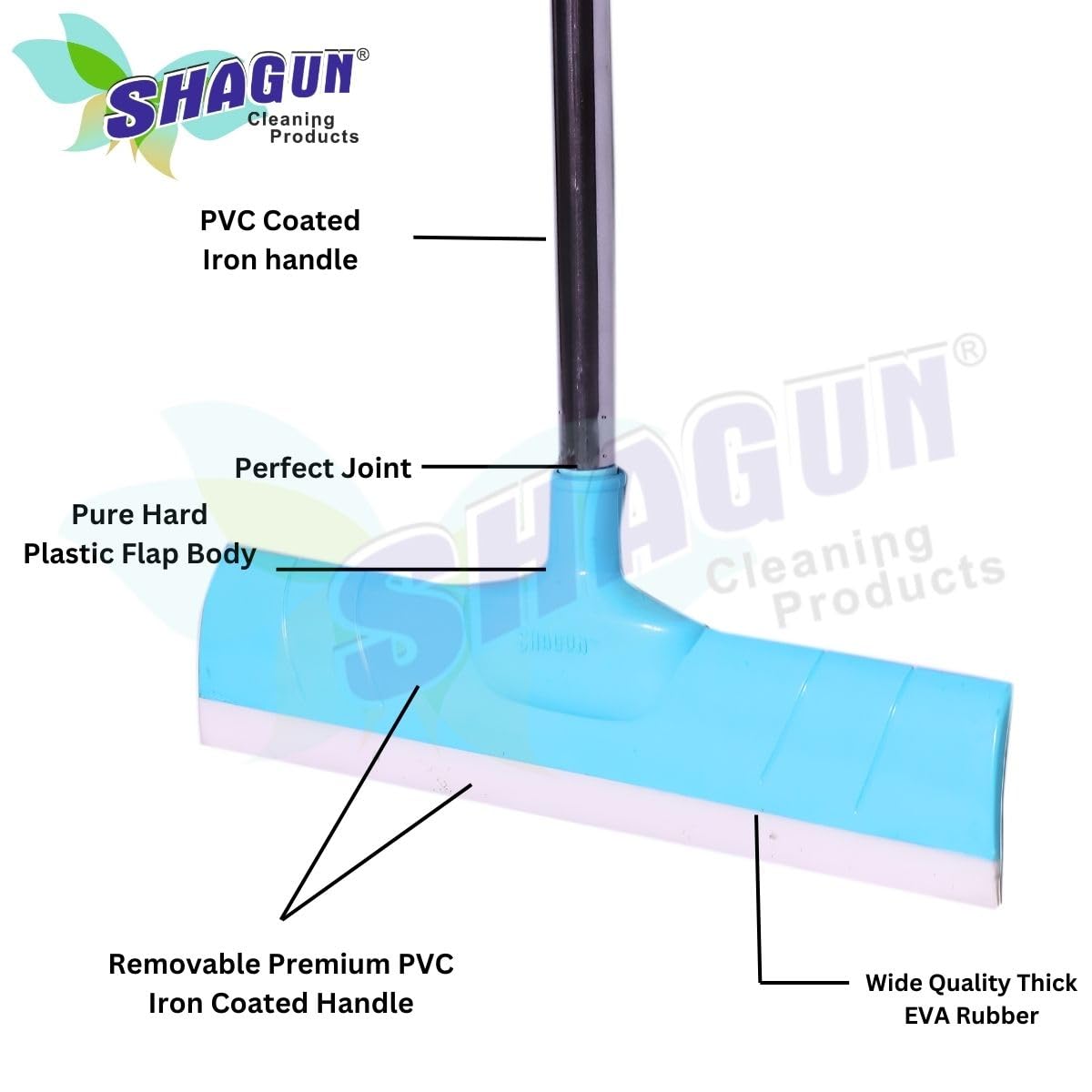 SHAGUN Heavy-Duty Floor Wiper with Premium PVC Coated | EVA Rubber Blade for Streak-Free Cleaning | Multipurpose Squeegee for Tiles, Marble & Wet Surfaces