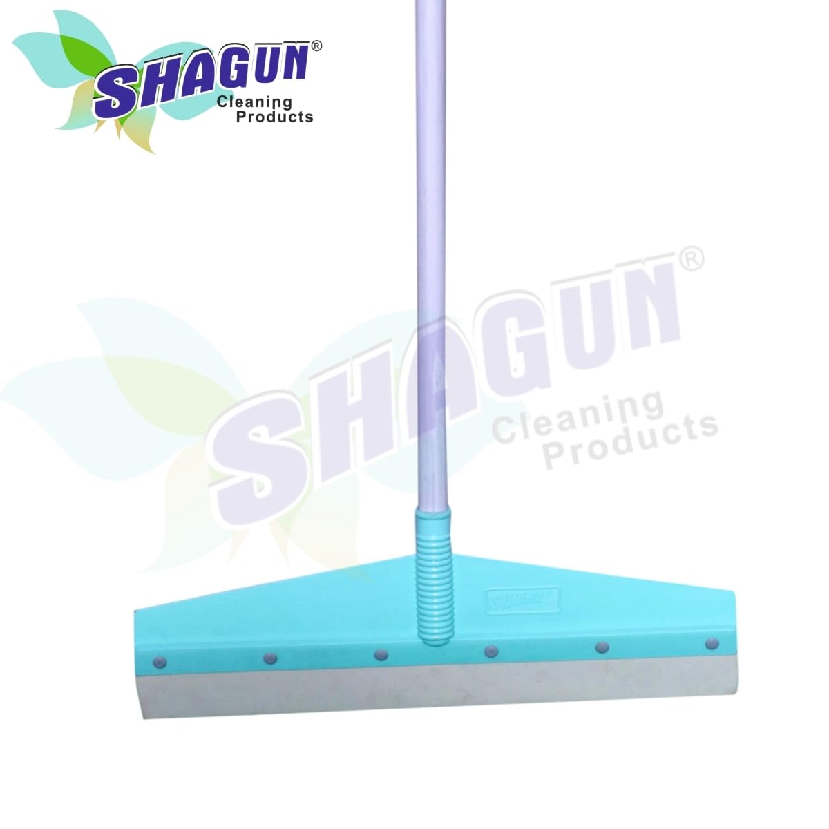 SHAGUN Premium Wiper with 49" High Qaulity PVC Coasted Handle, Eva Rubber, Floor Cleaner, Bathroom Cleaner for Heavy Duty