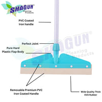 SHAGUN Floor Cleaning Wiper with Premium PVC Coated Handle (39") | Wide Cleaning Head EVA Rubber Blade Streak-Free Cleaning for Tiles, Glass & Bathrooms