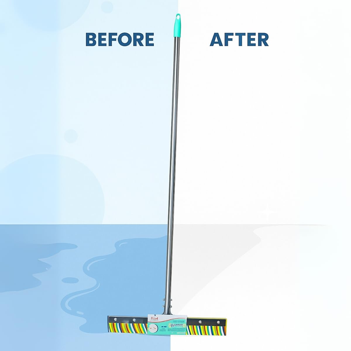 SHAGUN Stainless Steel 16 Inches Floor Wiper with Long Handle