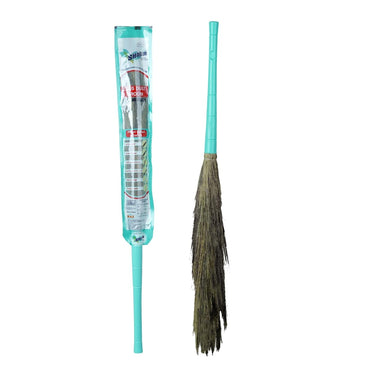 SHAGUN Premium Grass Broom with Long Handle – Soft Natural Bristles for Efficient Cleaning