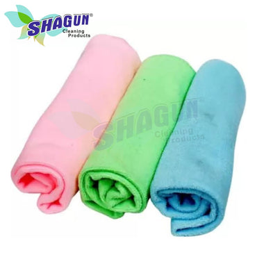 SHAGUN Microfiber Cleaning Cloth Set – Ultra Soft, Lint-Free & Highly Absorbent Duster for Home, Kitchen, Car & Multipurpose Use (40x40 cm, Pack of 3)