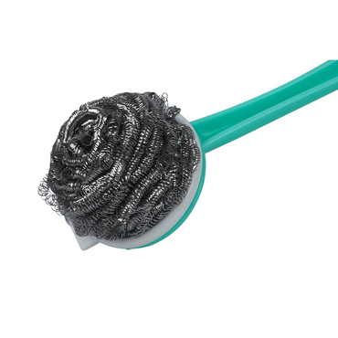 Shagun Steel Scrubber with Long Handle – Heavy Duty Utensil & Kitchen Cleaning Brush
