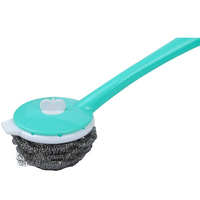 Shagun Steel Scrubber with Long Handle – Heavy Duty Utensil & Kitchen Cleaning Brush
