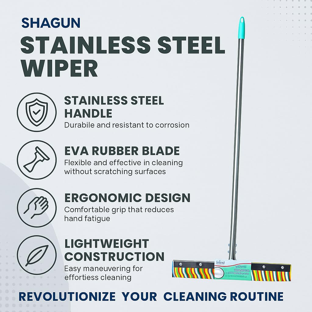 SHAGUN 21 Inch Floor Wiper | Stainless Steel Handle | Extra Wide Heavy Duty Wiper for Wet & Dry Cleaning