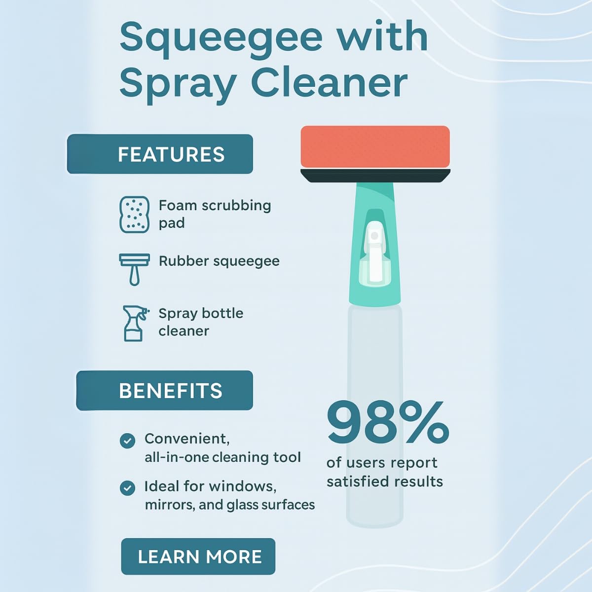 SHAGUN 2-in-1 Multipurpose Spray Glass Cleaner with Foam Wiper | Window, Mirror & Car Windshield Cleaning Tool | Streak-Free Shine | Easy-to-Use & Durable