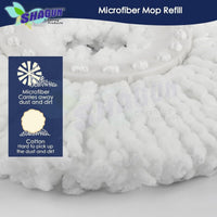 SHAGUN 360° Spin Mop Refill – Super Absorbent Microfiber Head, Durable & Washable Cleaning Pad for Home, Office, Tile, Marble & Wooden Floors (White and Blue) (2)