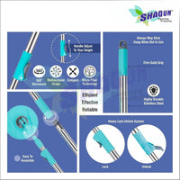 SHAGUN 360° Spin Mop Stick with Lock System | Microfiber Refill | Adjustable Stainless Steel Rod | Easy Floor Cleaning Mop Stick