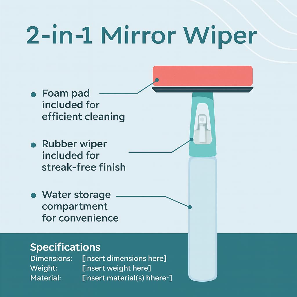 SHAGUN 2-in-1 Multipurpose Spray Glass Cleaner with Foam Wiper | Window, Mirror & Car Windshield Cleaning Tool | Streak-Free Shine | Easy-to-Use & Durable