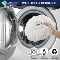 SHAGUN 360° Spin Mop Refill – Super Absorbent Microfiber Head, Durable & Washable Cleaning Pad for Home, Office, Tile, Marble & Wooden Floors (White and Blue) (2)