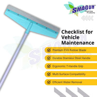 SHAGUN Premium Wiper with 49" High Qaulity PVC Coasted Handle, Eva Rubber, Floor Cleaner, Bathroom Cleaner for Heavy Duty