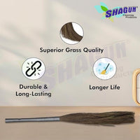 SHAGUN S-400 Premium Long-Lasting Grass Broom with Sturdy Plastic Handle for Efficient Cleaning