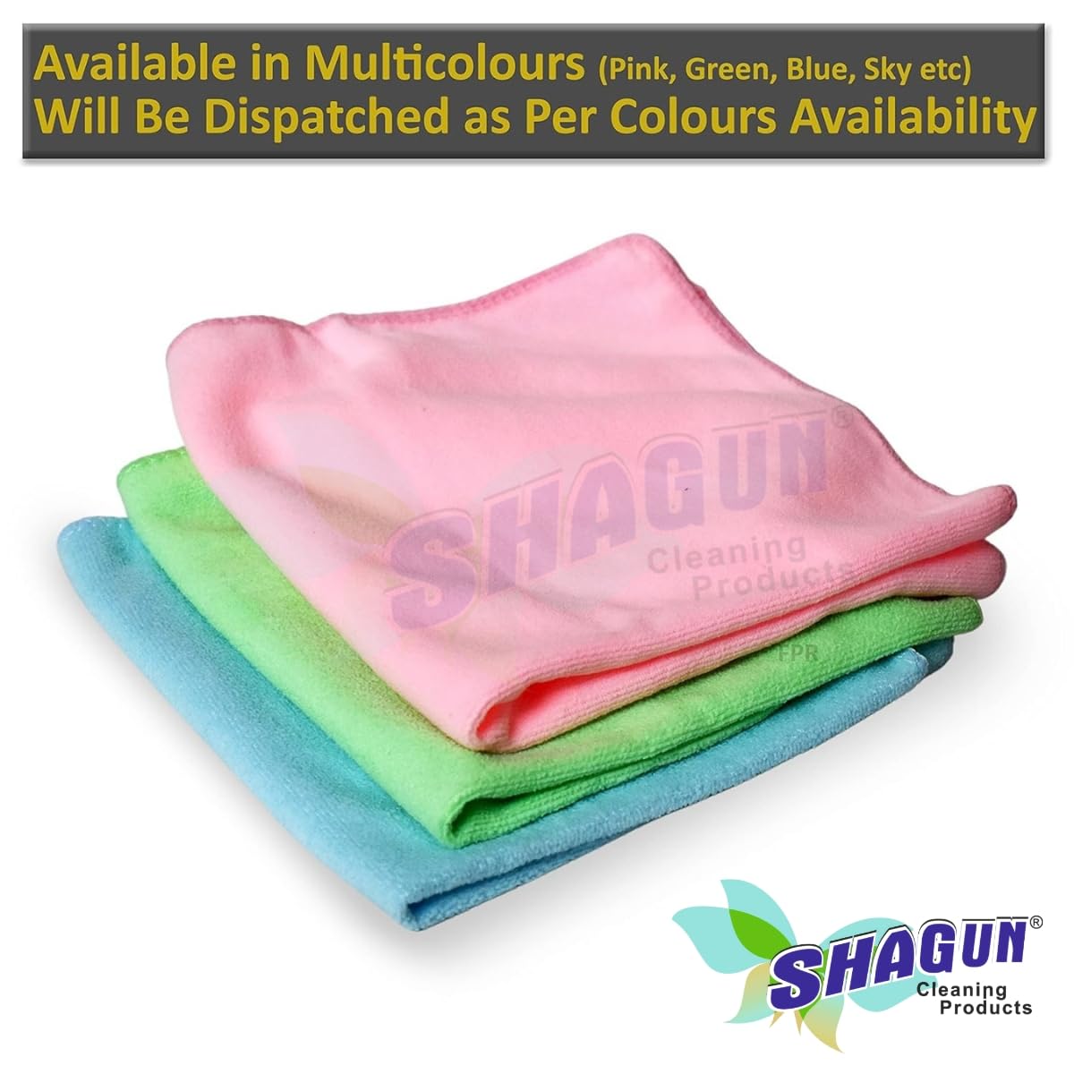 SHAGUN Microfiber Cleaning Cloth Set – Ultra Soft, Lint-Free & Highly Absorbent Duster for Home, Kitchen, Car & Multipurpose Use (40x40 cm, Pack of 3)