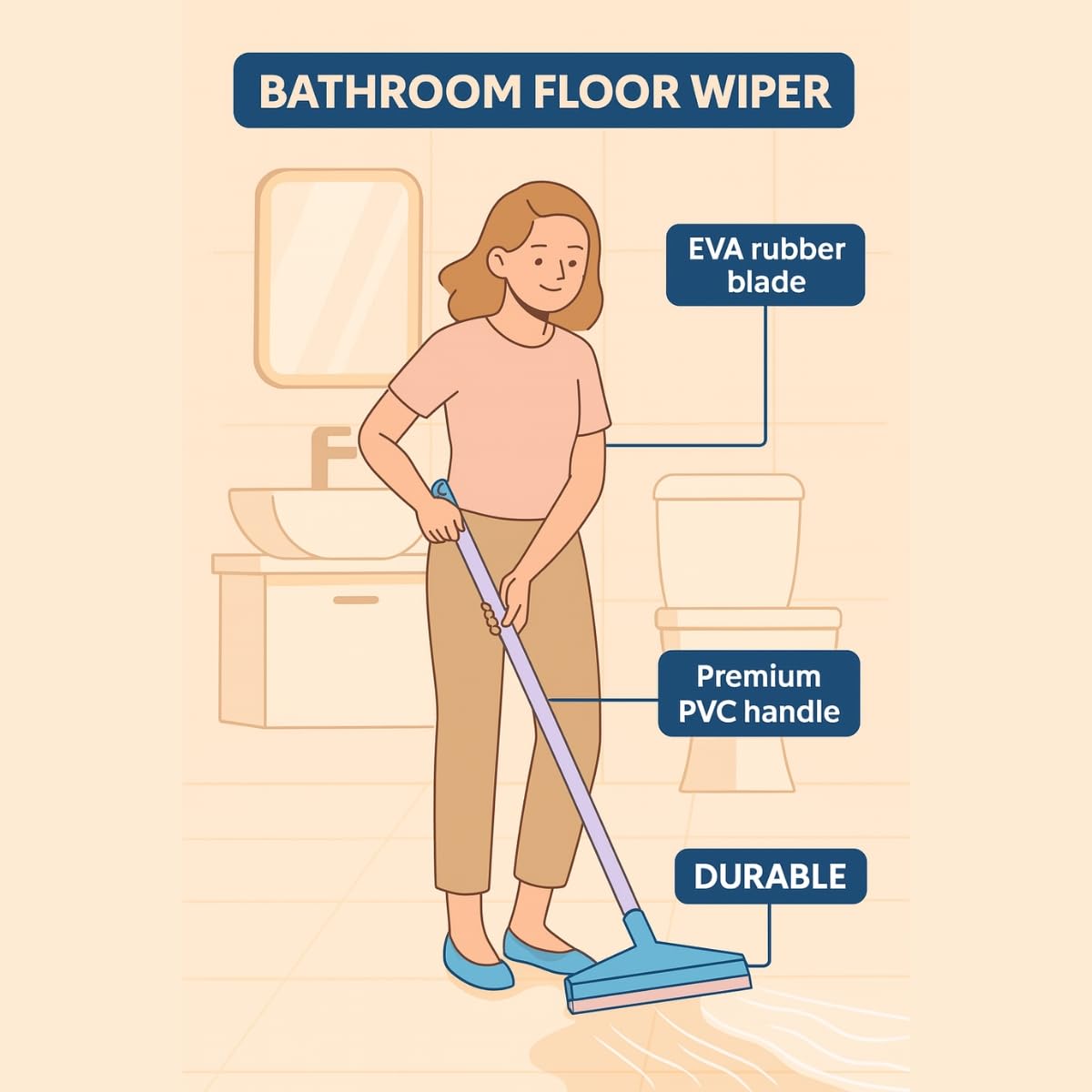 SHAGUN Squeegee Floor Wiper for Home and Kitchen Cleaning (12 Inch)