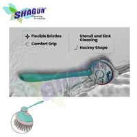 SHAGUN Scrub Brush with Handle | Stiff Bristles, Detergent Dispenser, Multipurpose Cleaning