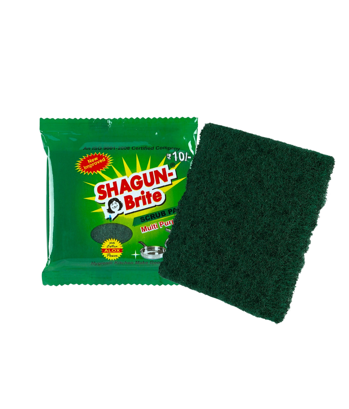 Shagun Brite Scrub Pad – Multi-Purpose Scrub Pad, 7.5 × 10 cm, S-M Size, with Super ALOX