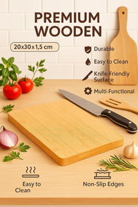 SHAGUN Wooden Cutting Board | 20x30 cm Durable Chopping Board | Premium Eco-Friendly Kitchen Tool