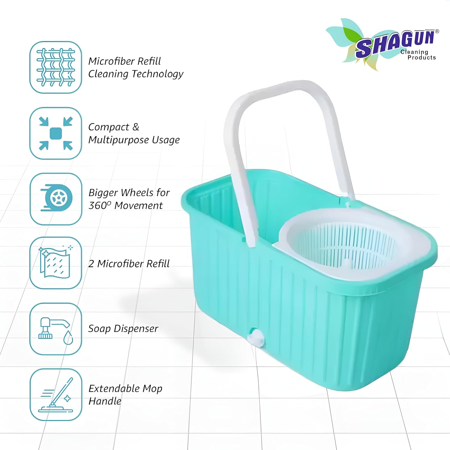 SHAGUN 360° Plastic Spin Mop Home & Kitchen Cleaning (Blue)