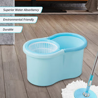 SHAGUN 360° Spin Mop 7L Plastic Basket & Handle Best for House Cleaning, Office Cleaning (Blue)