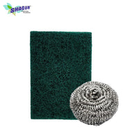 SHAGUN Steel Scrubber with Green Pad | 10g Each Twin Pack Rust-Free Utensil Cleaner for Kitchen (6 Sets, 12 Pieces)