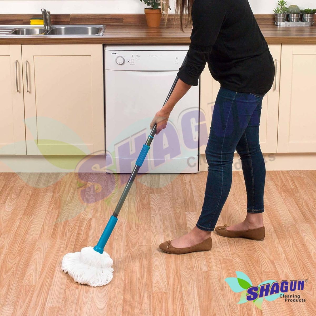 SHAGUN 360° Spin Mop with Telescopic Handle – High-Absorbency Cleaning Mop