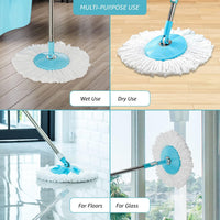 SHAGUN 360° Spin Mop 7L Plastic Basket & Handle Best for House Cleaning, Office Cleaning (Blue)