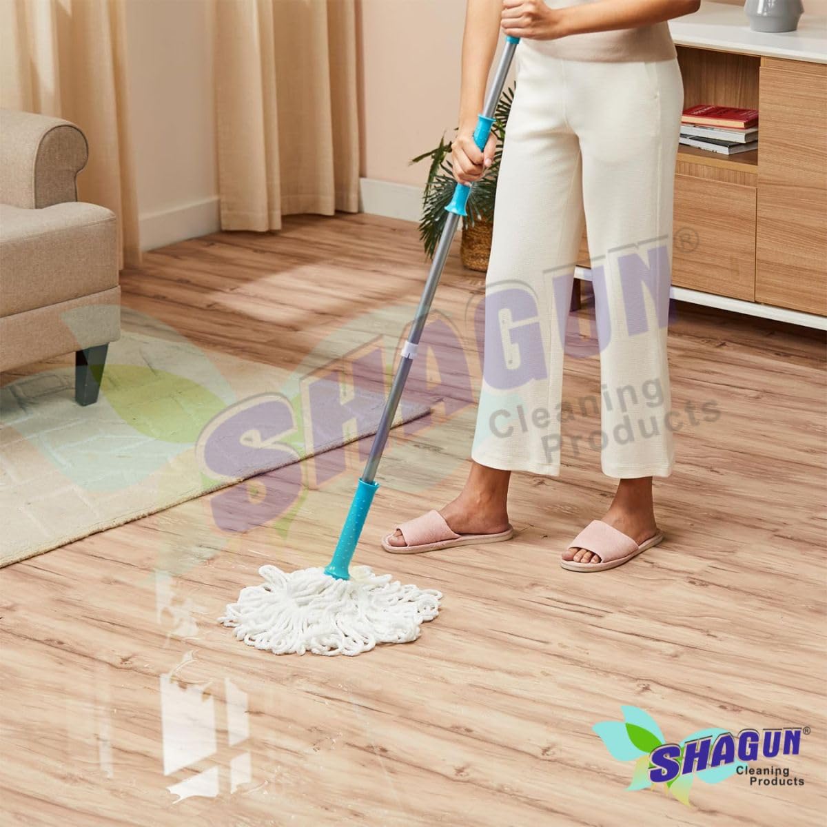 SHAGUN 360° Spin Mop with Telescopic Handle – High-Absorbency Cleaning Mop