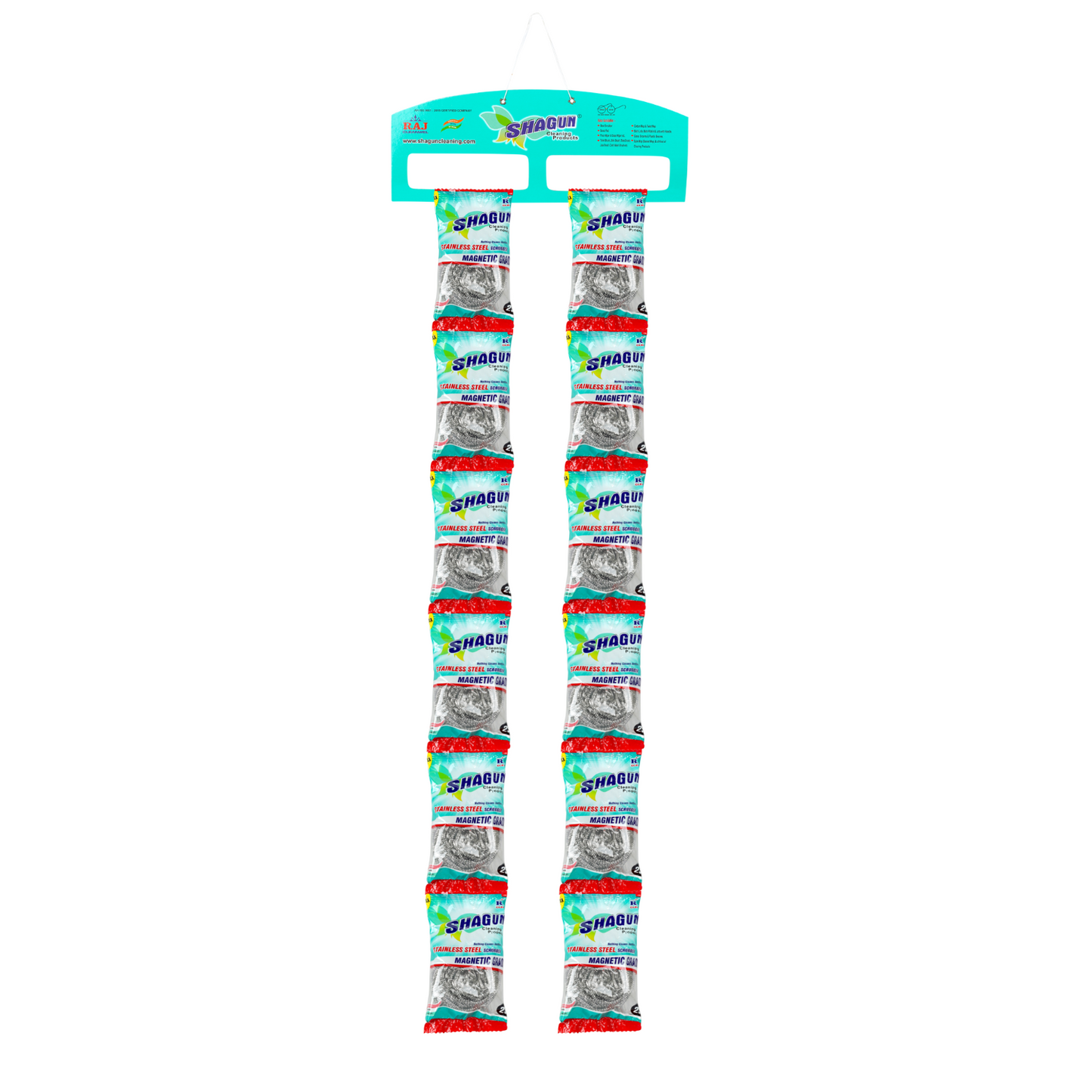 Shagun Stainless Steel Scrubber – Magnetic Grade | Hanging Strip Pack (20 Pieces)