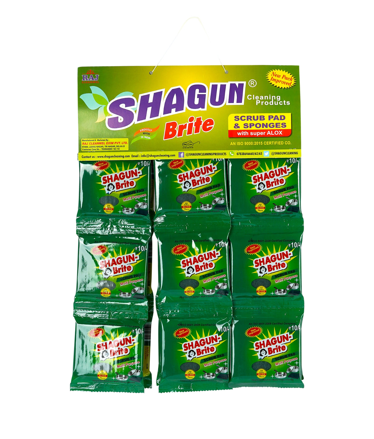 Shagun Brite Scrub Pad – Multi-Purpose Scrub Pad, 7.5 × 10 cm, S-M Size, with Super ALOX