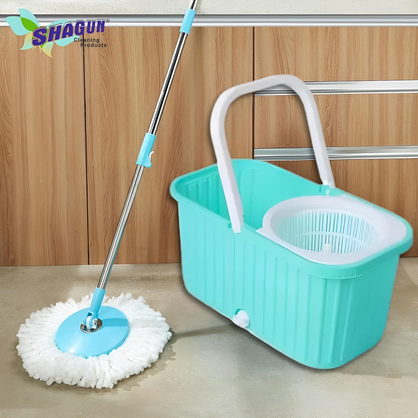 SHAGUN 360° Plastic Spin Mop Home & Kitchen Cleaning (Blue)