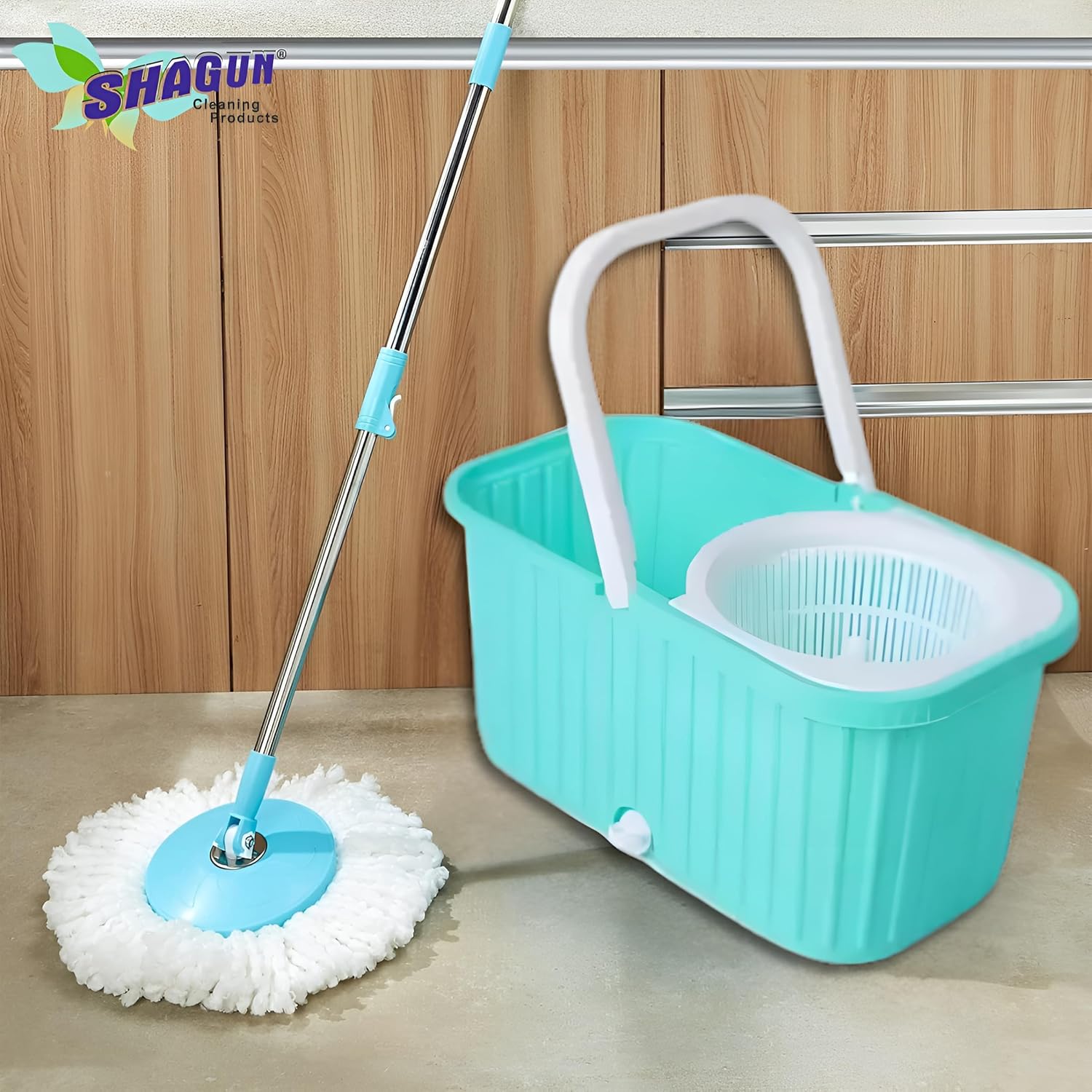 SHAGUN 360° Plastic Spin Mop Home & Kitchen Cleaning (Blue)