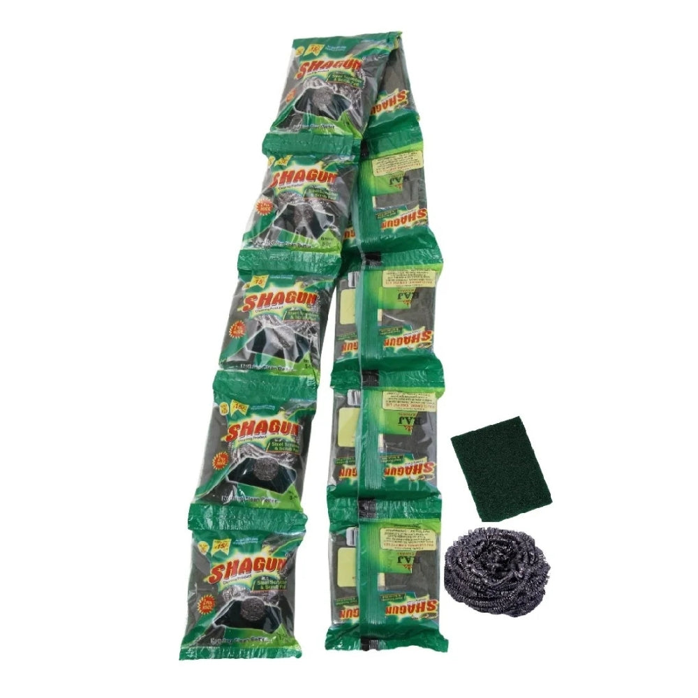 Shagun Heavy Duty Steel Scrubber & Cleaning Pad Combo, Tough on Grease, Gentle on Utensils (Multipack)